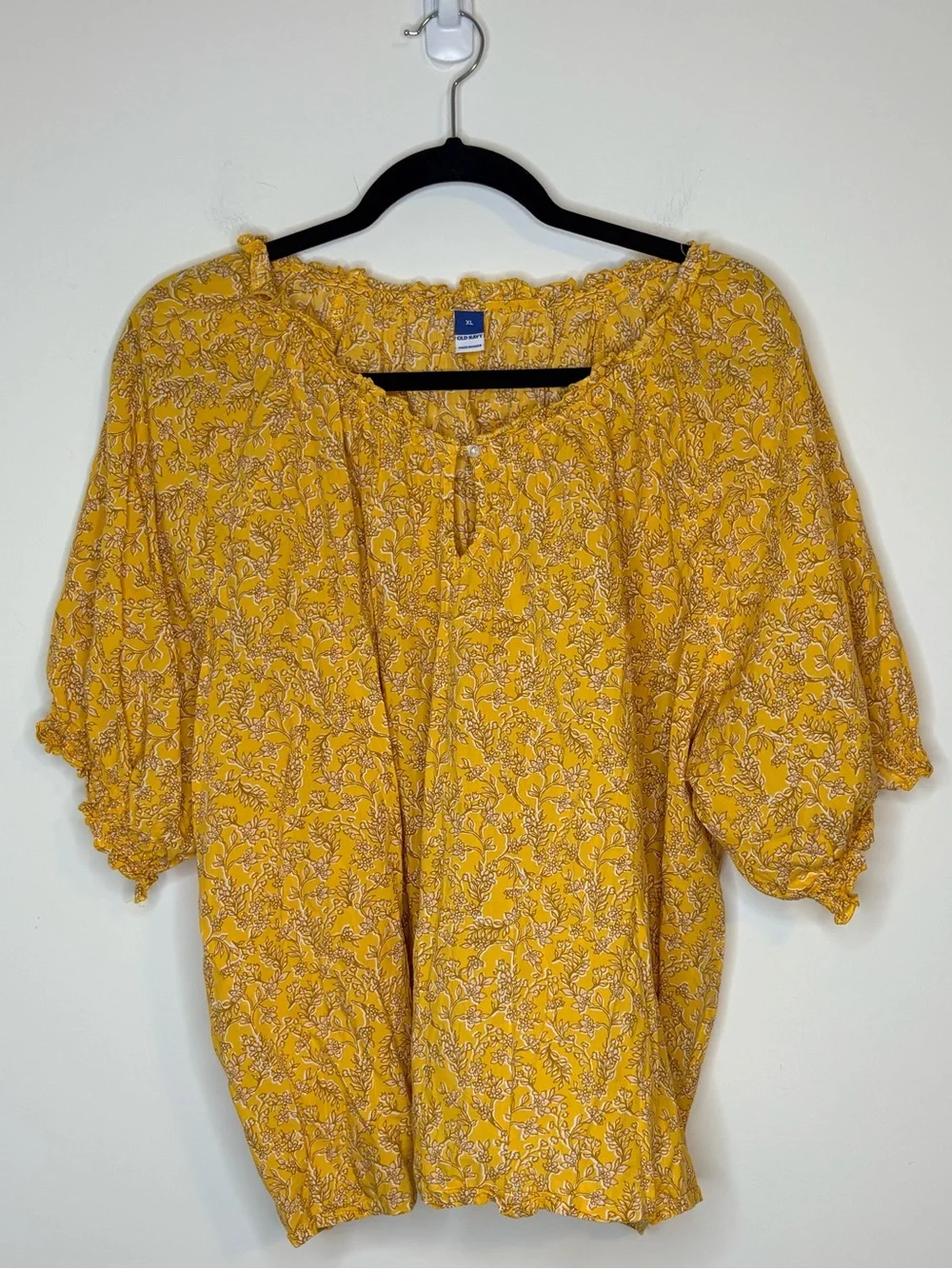 Old Navy Yellow Floral Peasant Blouse Size XL